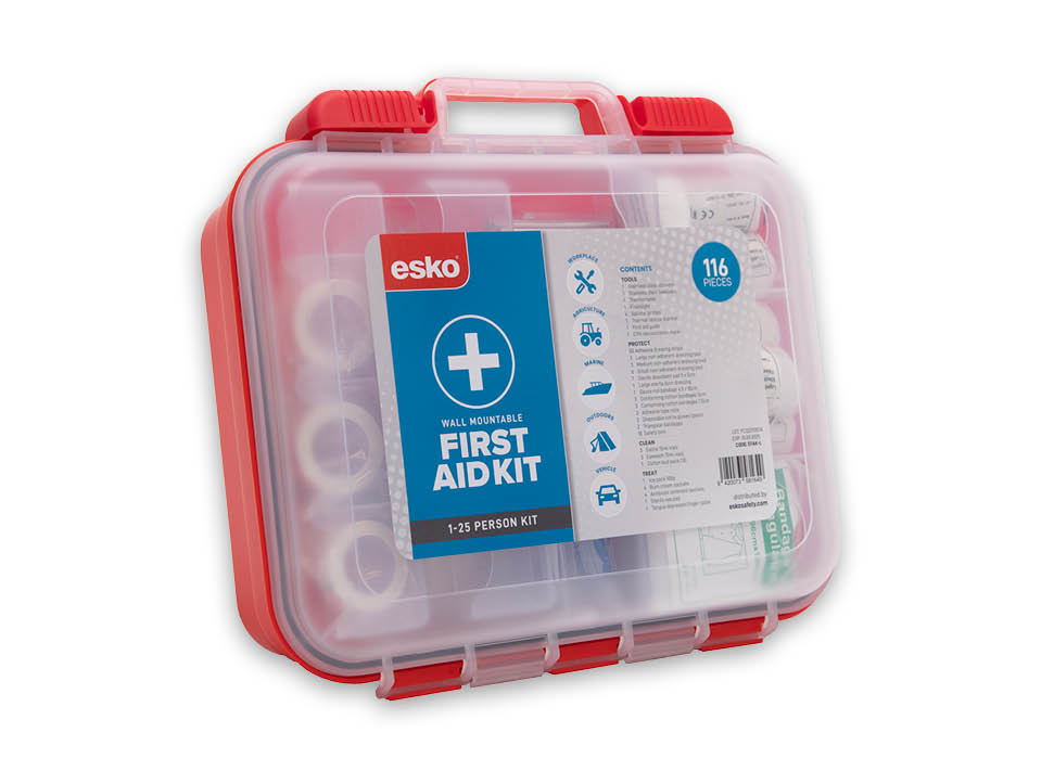 First Aid Kit 1-25 person, 116pc, Plastic wall-mountable case