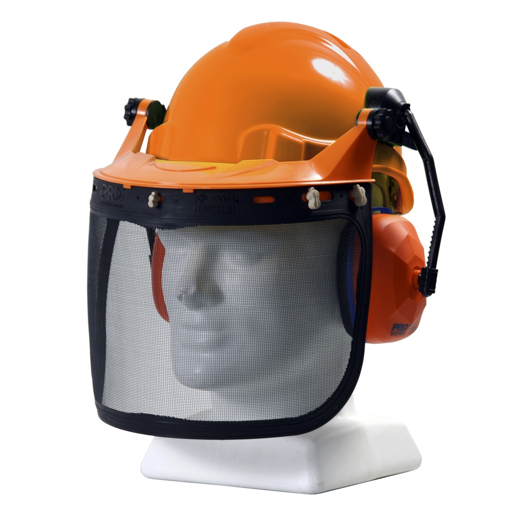 [TN1R-FC-O] TUFF NUT Forestry Combo Kit, comes with RATCHET Hard Hat, Browguard Attachment, Ear Muff and Mesh Visor, Orange