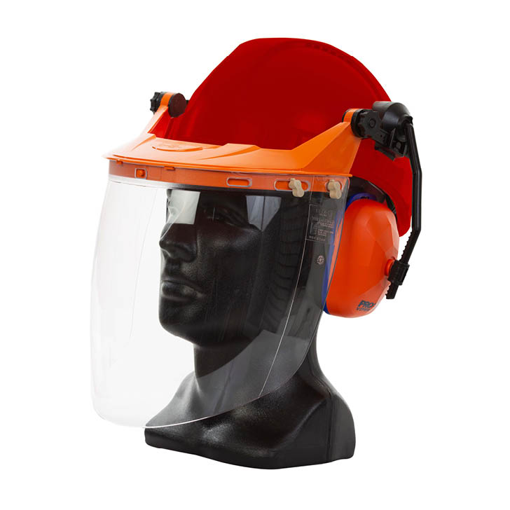 [TN1VC-RED] Hard Hat Clear Visor Combo including Red PINLOCK Hard Hat, Ear Muffs, Browguard attachment, and Clear Visor