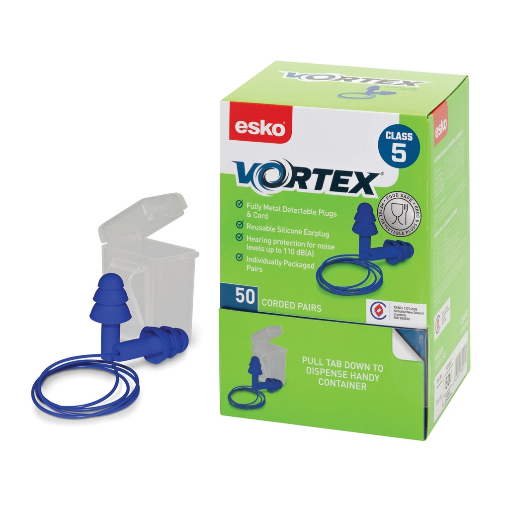 [RE50-BC] Vortex Earplugs TPR Corded Class 5, 50 pairs Dispenser box