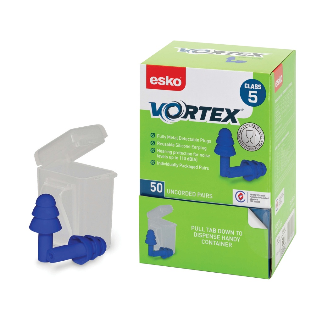 [RE50-BU] Vortex Earplugs TPR Uncorded Class 5, 50 pairs Dispenser box