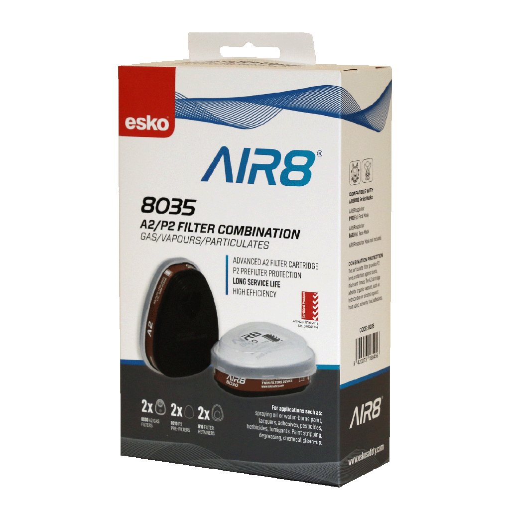 ESKO - AIR8 8035 A2/P2 Filter Combo (pair), Gas/Vapours/Particulates, for Twin Filter Respirator