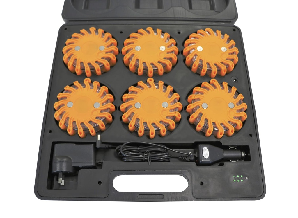 [RF-R6] Road Flare, Kit of 6, Rechargeable, With Charger