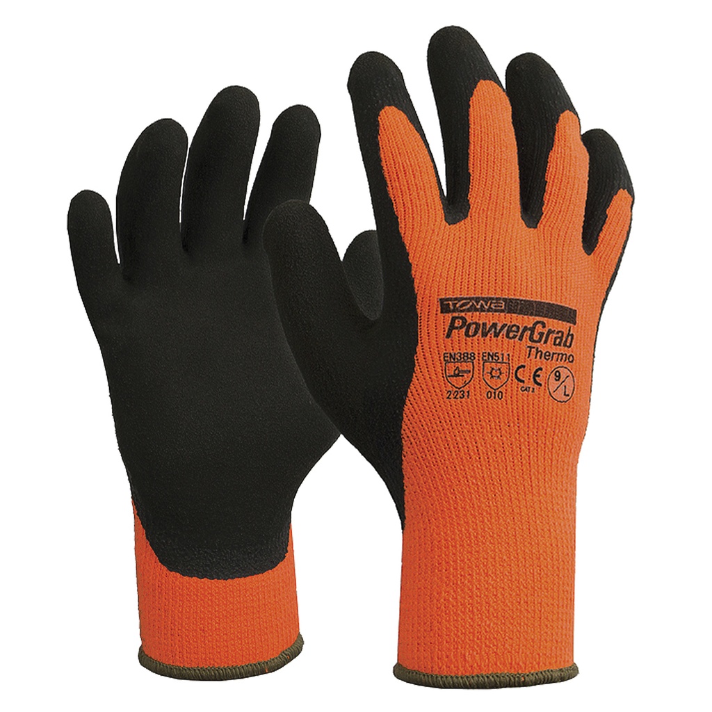 ORANGE Powergrab THERMO Glove, thermal lined with MICROFINISH coating size M (8) - Pack of 6