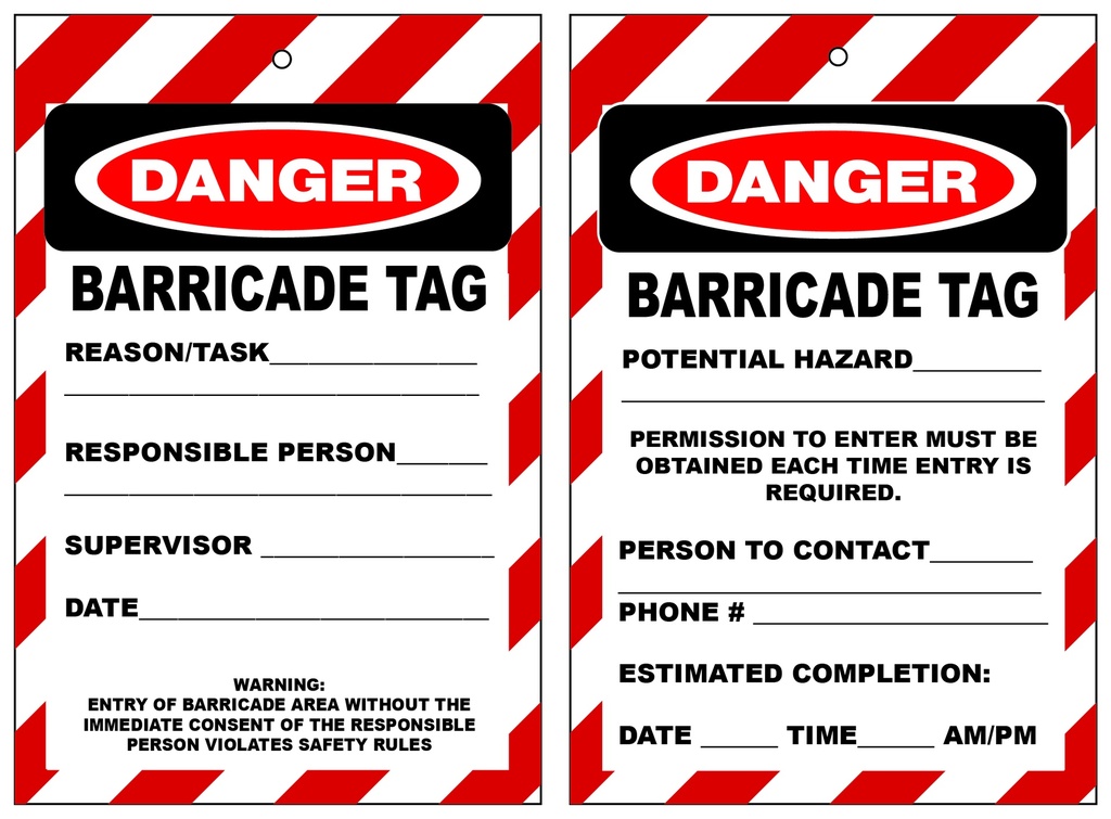 ISOLOCK Lockout Tag - Danger Barricade Tag - PK/25 Tags