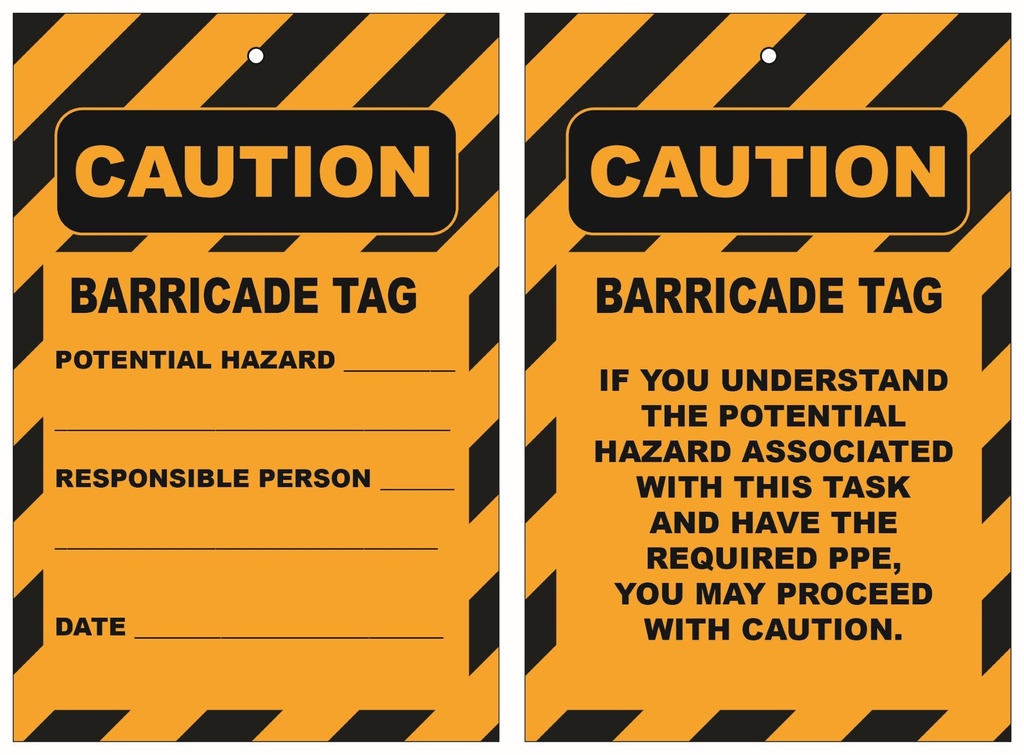 ISOLOCK Lockout Tag - Caution Barricade Tag - PK/25 Tags