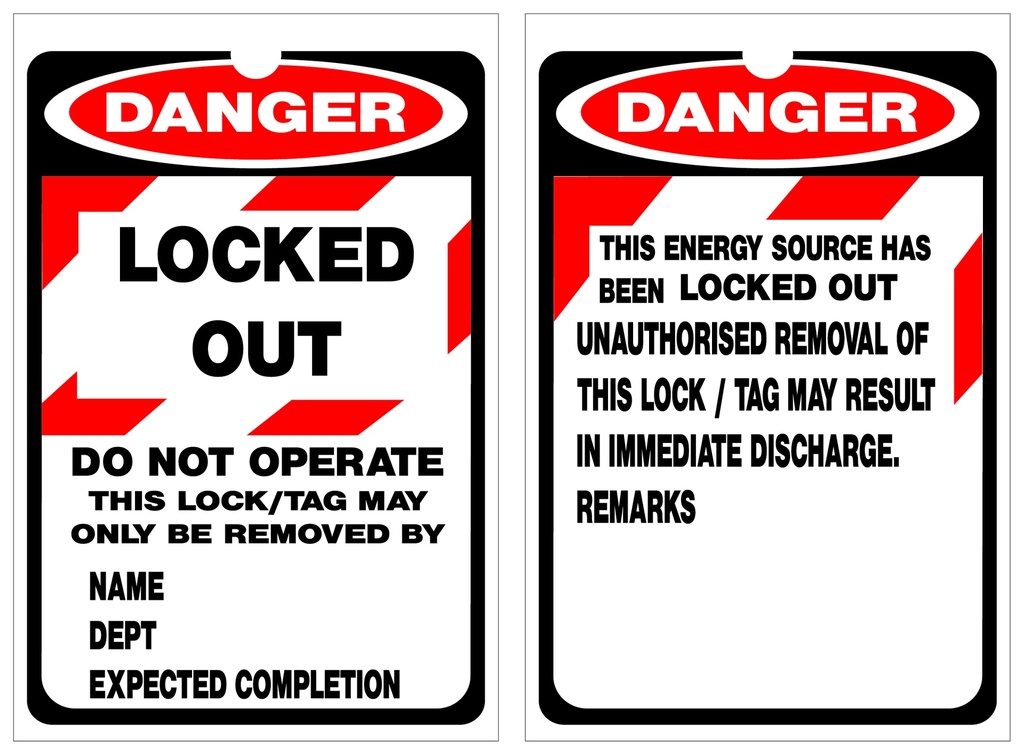 ISOLOCK Lockout Tag - Locked Out - This Energy Source - PK/25 Tags