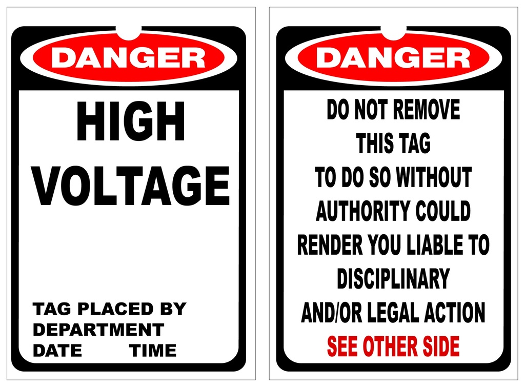 ISOLOCK Lockout Tag - Danger High Voltage - PK/25 Tags