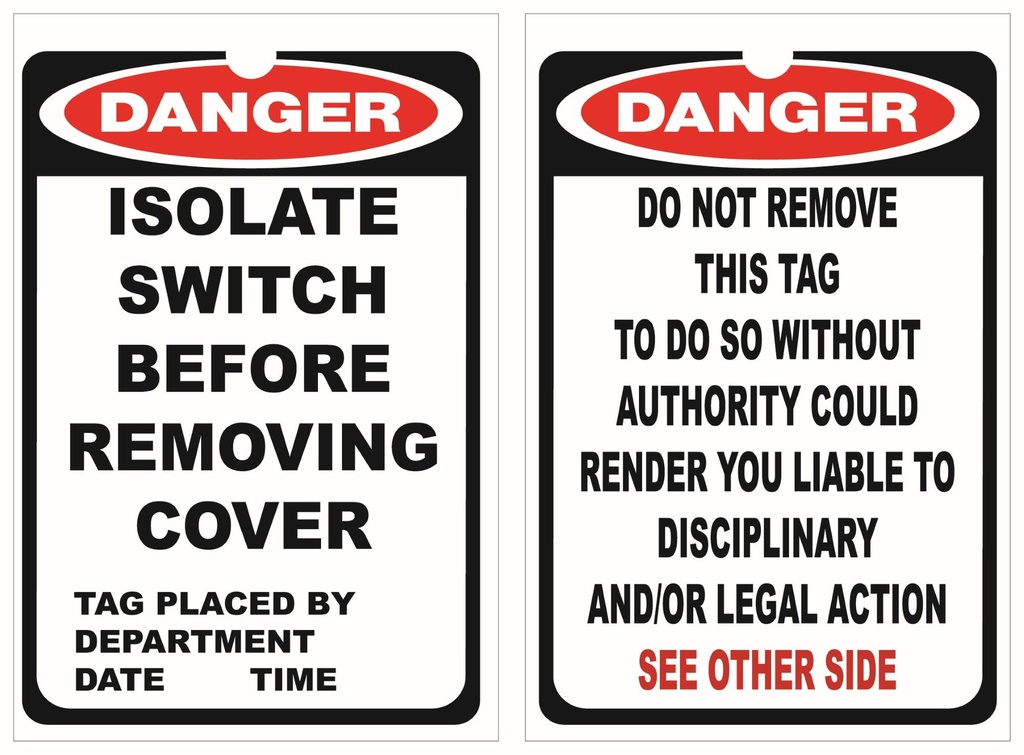 ISOLOCK Lockout Tag - Isolate Switch Before Operation- PK/25 Tags