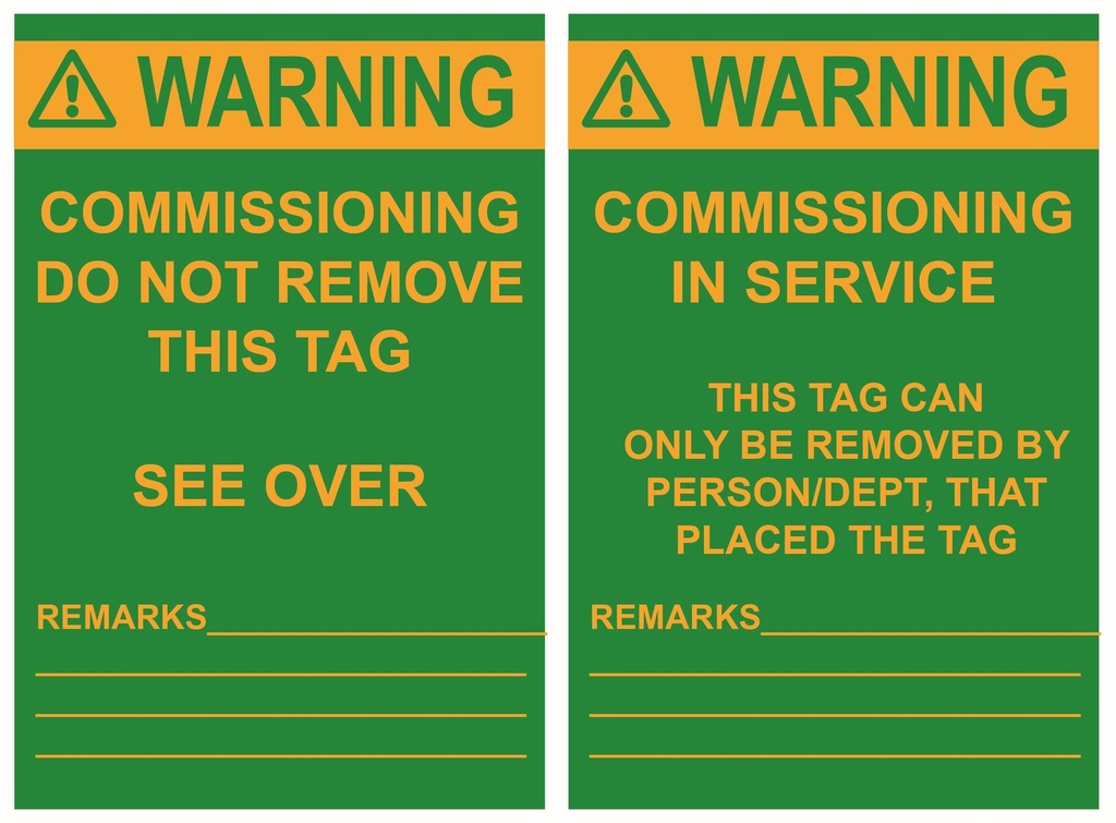 ISOLOCK Lockout Tag - Commisioning In Service- PK/25 Tags