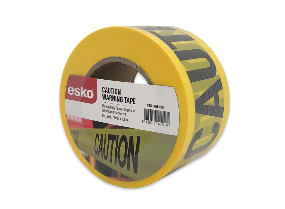 [BWE-C100] ESKO WARNING TAPE - CAUTION 75MM X 100M, 100 Micron (Yellow/Black)