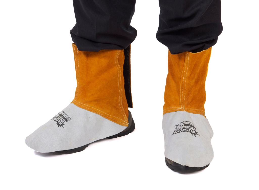 [EFS] FUSION Chrome Leather Welders Spats, Velcro Fastening, Kevlar Stitched, One Size Fits All