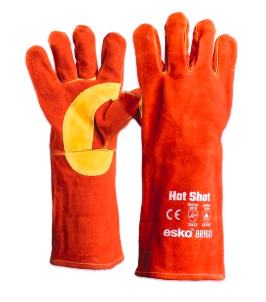 [BR160] ESKO RED HOT SHOT, welders glove, Kevlar stitched, lined/welted, 406mm long reinforced palm, premium quality - Pack of 12