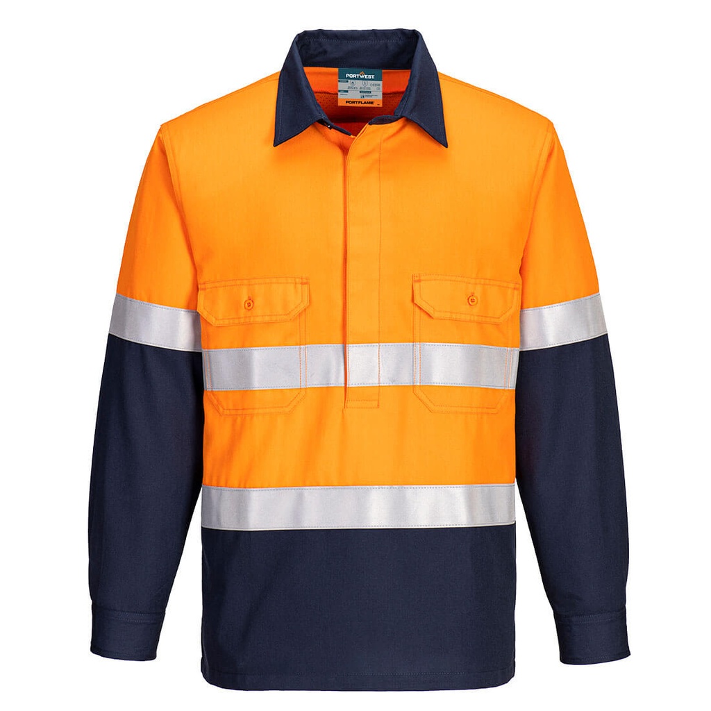 [FR713ONRS] Portflame FR Class D/N Two-Tone Vented Shirt (Orange/Navy, S)