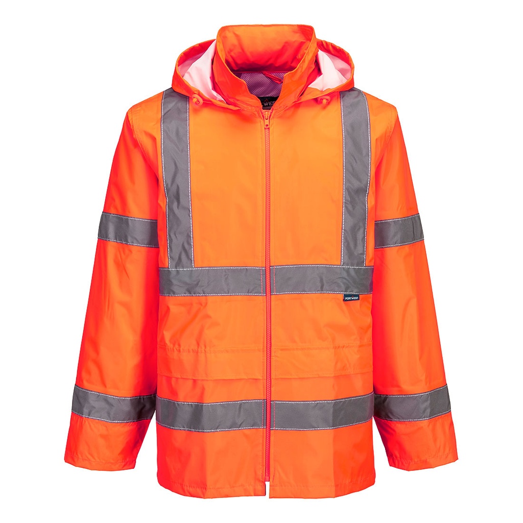 [H440ORRXS] Hi-Vis Rain Jacket (Orange, XS)