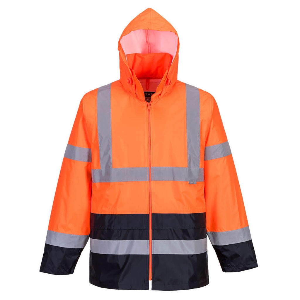 [H443ONRS] Hi-Vis Contrast Rain Traffic Jacket (Orange/Navy, S)