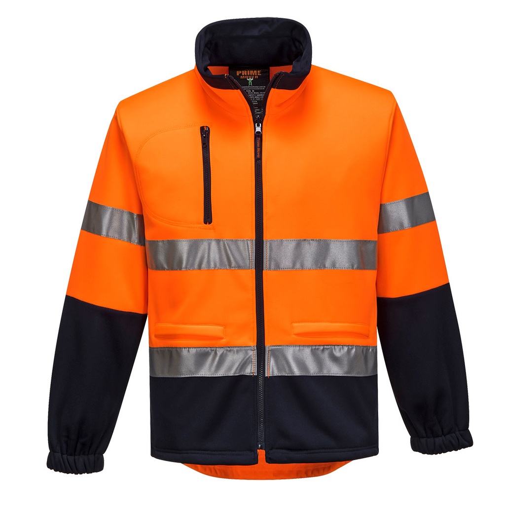 [MA315ONRS] Hi-Vis Water Repellent Contrast Zipped Brush Fleece (Orange/Navy, S)