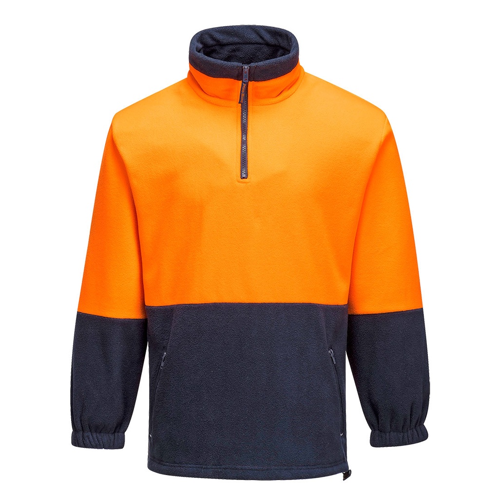 [MF115ONRS] Hi-Vis Contrast 1/4 Zip Class D Polar Fleece (Orange/Navy, S)