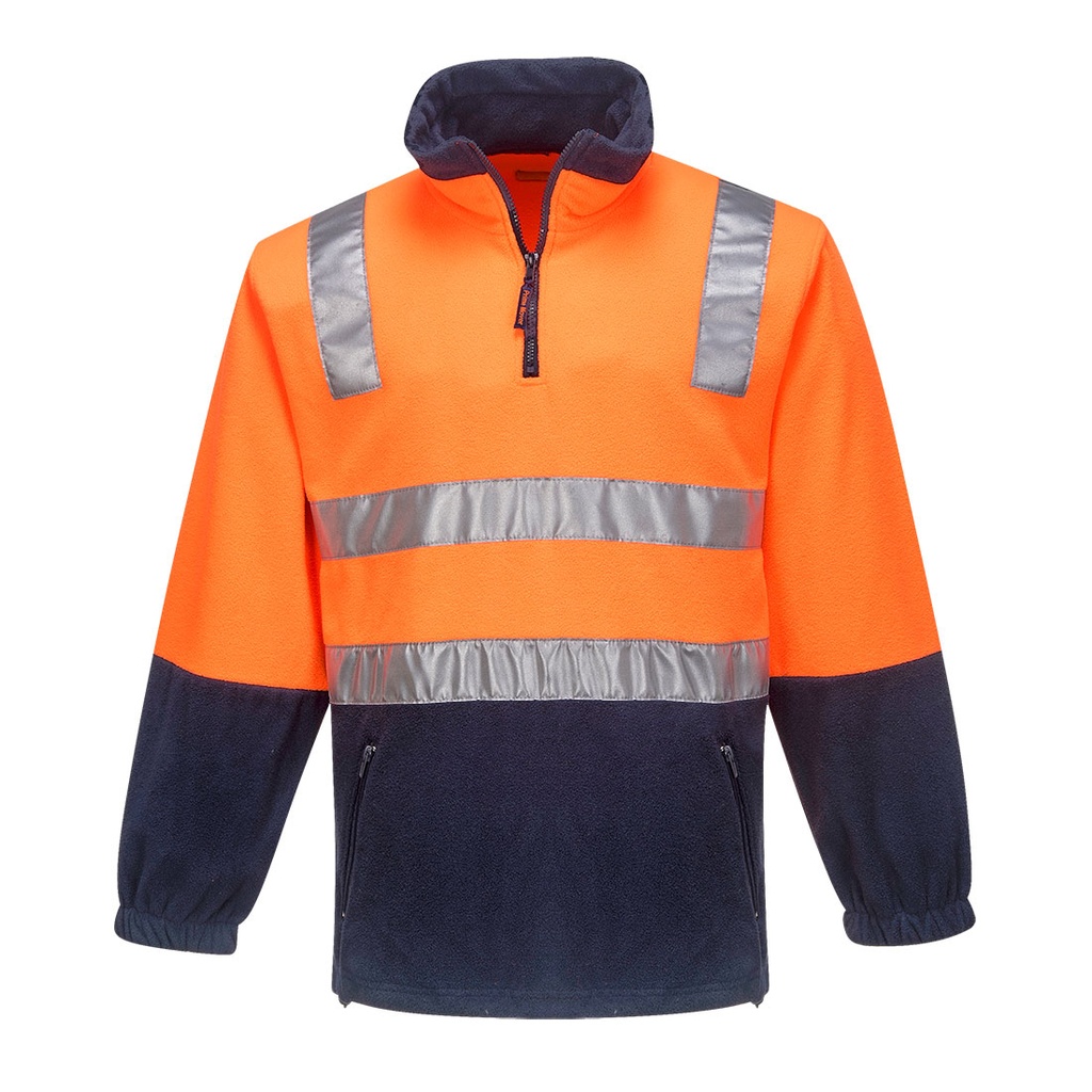 [MF215ONRS] Hi-Vis Contrast 1/4 Zip Polar Fleece (Orange/Navy, S)