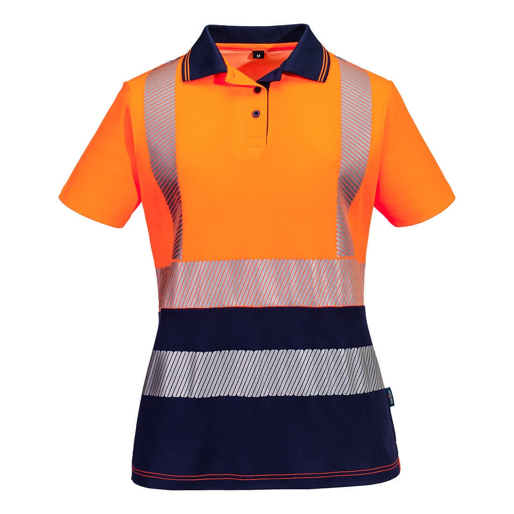 [ML210ONRXS] Hi-Vis Womens Cotton Comfort Contrast Polo Shirt S/S (Orange/Navy, XS)