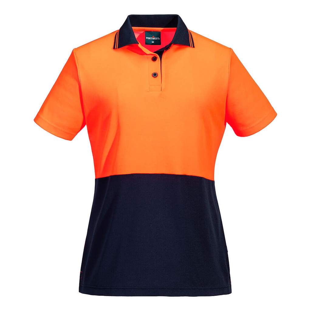 [ML211ONRXS] Hi-Vis Women's Cotton Comfort Contrast Class D Polo Shirt S/S (Orange/Navy, XS)