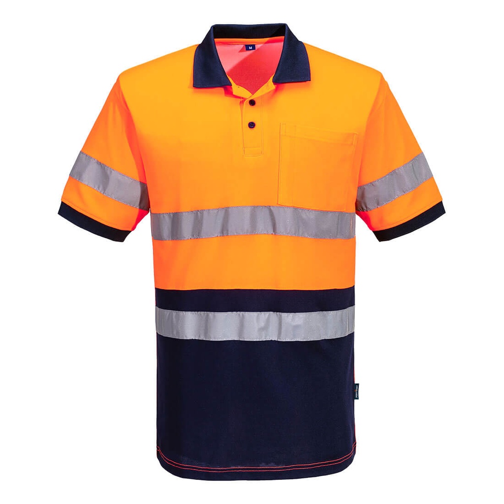 [MP410ONRS] Hi-Vis Class D/N Contrast Polo shirt S/S (Orange/Navy, S)